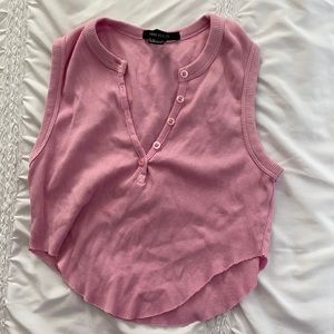 Never worn! Pink crop top with buttons